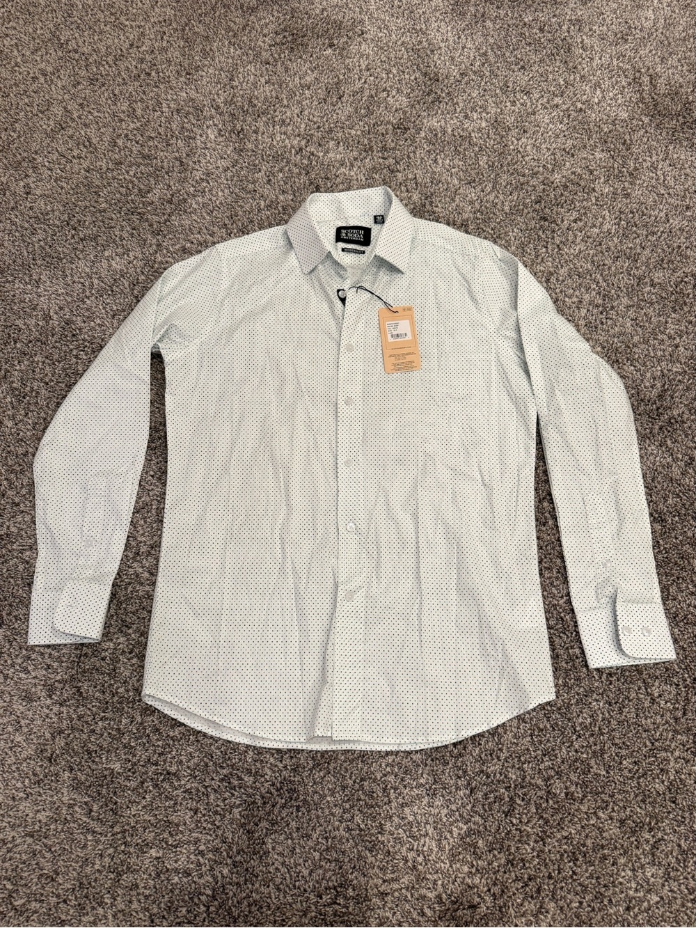 Scotch & Soda Amsterdam Modern Fit Polka Dot Dress Shirt NWT 15.5